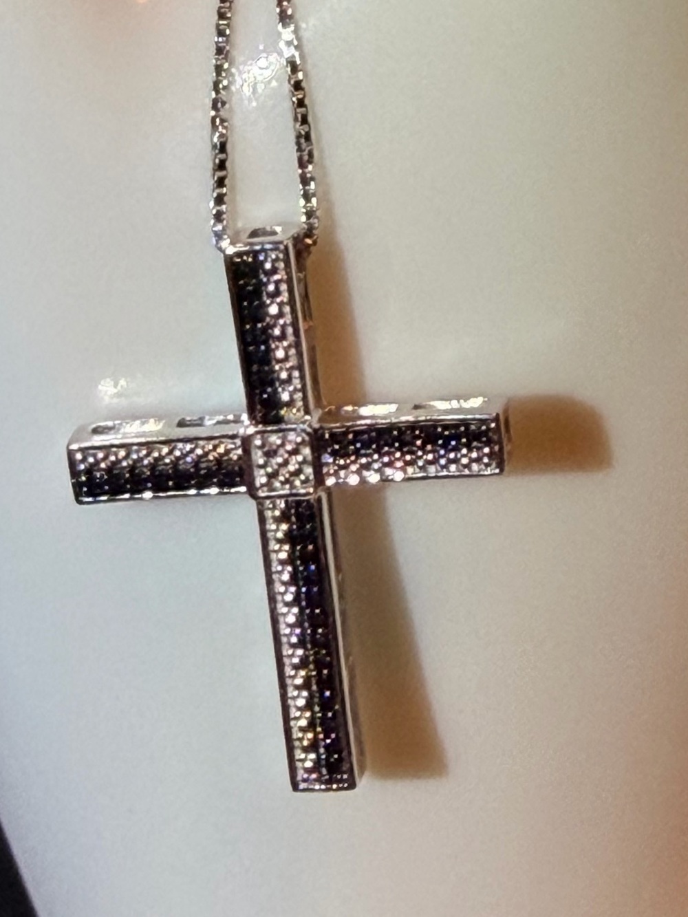 Black Diamond Cross Necklace 0.12 CTW 18 Inch Necklace - Picture 2 of 9